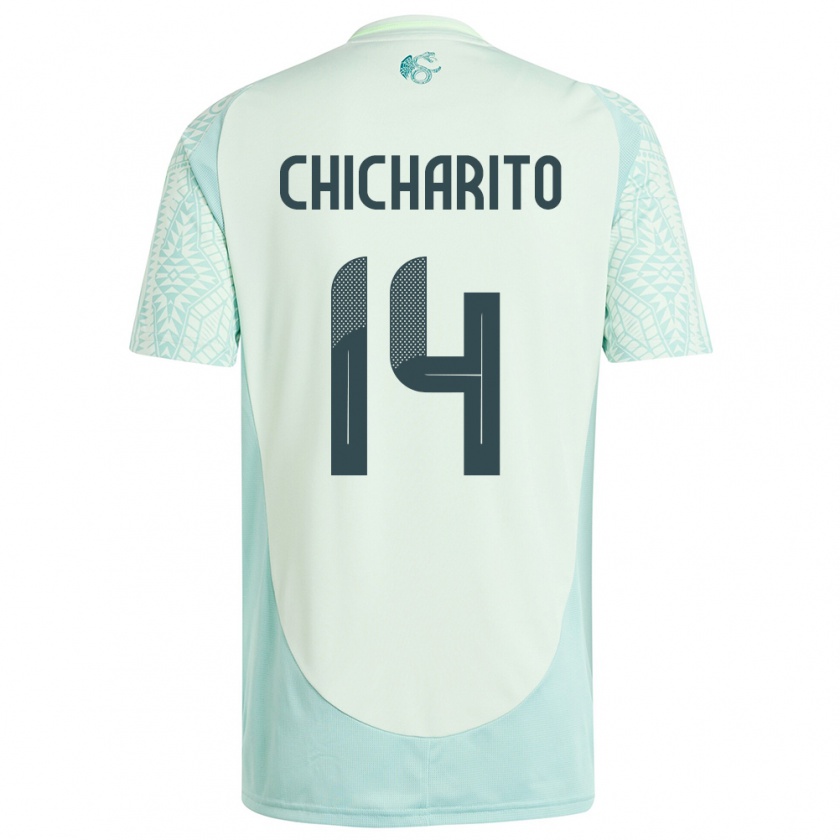 Kandiny Férfi Mexikó Chicharito #14 Vászonzöld Idegenbeli Jersey 24-26 Mez Póló Ing