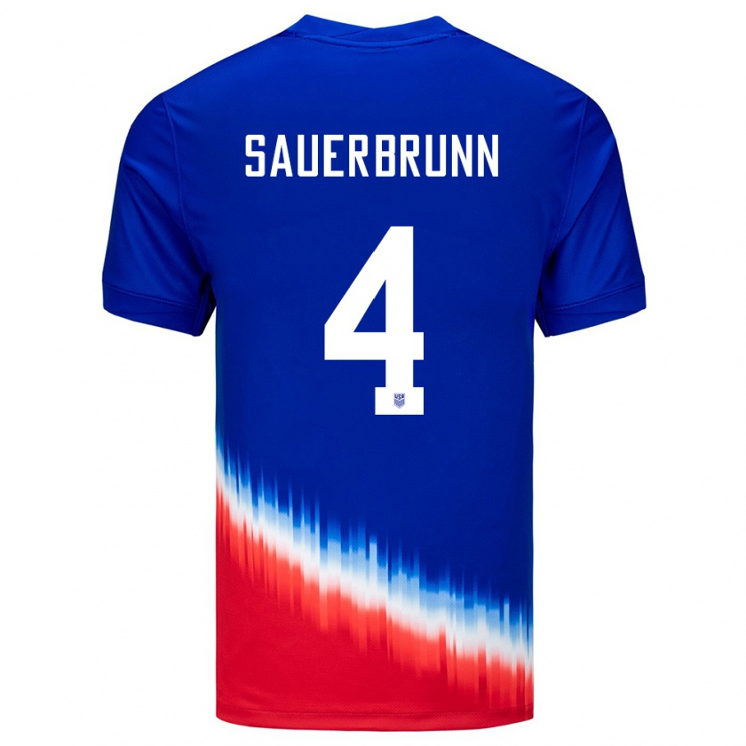 Kandiny Férfi Egyesült Államok Becky Sauerbrunn #4 Kék Idegenbeli Jersey 24-26 Mez Póló Ing