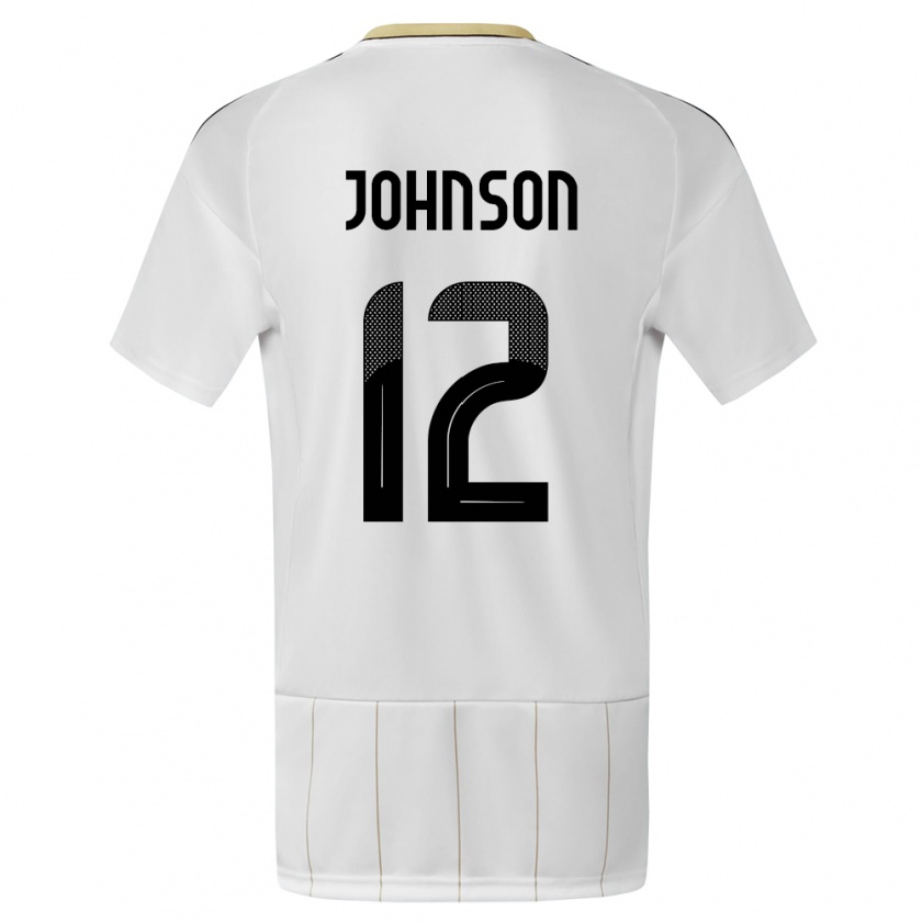 Kandiny Férfi Costa Rica Shawn Johnson #12 Fehér Idegenbeli Jersey 24-26 Mez Póló Ing