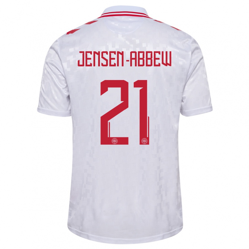 Kandiny Férfi Dánia Jonas Jensen-Abbew #21 Fehér Idegenbeli Jersey 24-26 Mez Póló Ing