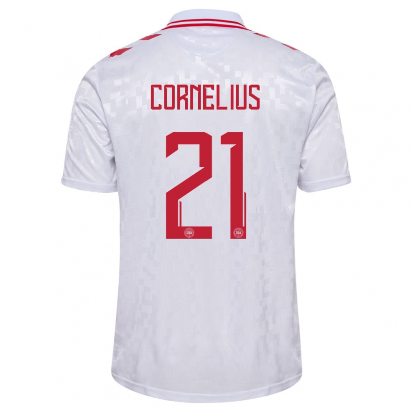 Kandiny Férfi Dánia Andreas Cornelius #21 Fehér Idegenbeli Jersey 24-26 Mez Póló Ing