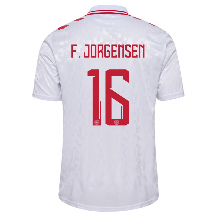 Kandiny Férfi Dánia Filip Jorgensen #16 Fehér Idegenbeli Jersey 24-26 Mez Póló Ing