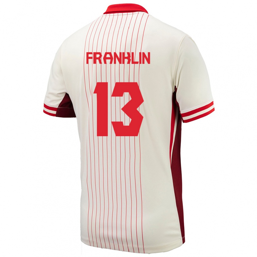 Kandiny Férfi Kanada Kobe Franklin #13 Fehér Idegenbeli Jersey 24-26 Mez Póló Ing