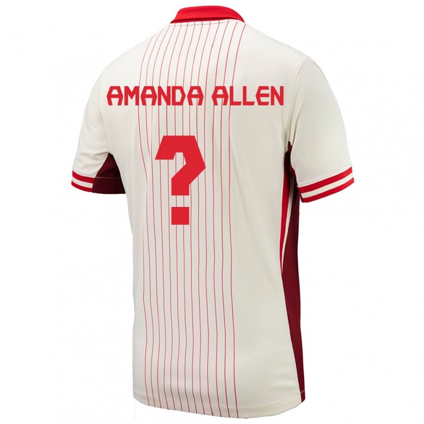 Kandiny Férfi Kanada Amanda Allen #0 Fehér Idegenbeli Jersey 24-26 Mez Póló Ing