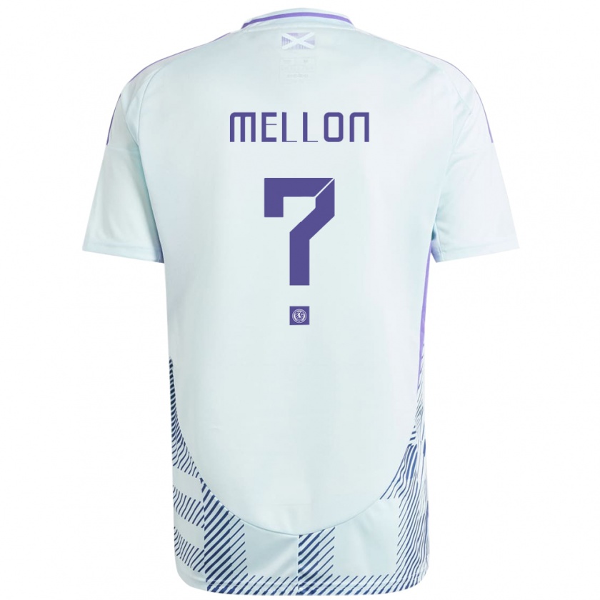 Kandiny Férfi Skócia Michael Mellon #0 Világos Menta Kék Idegenbeli Jersey 24-26 Mez Póló Ing