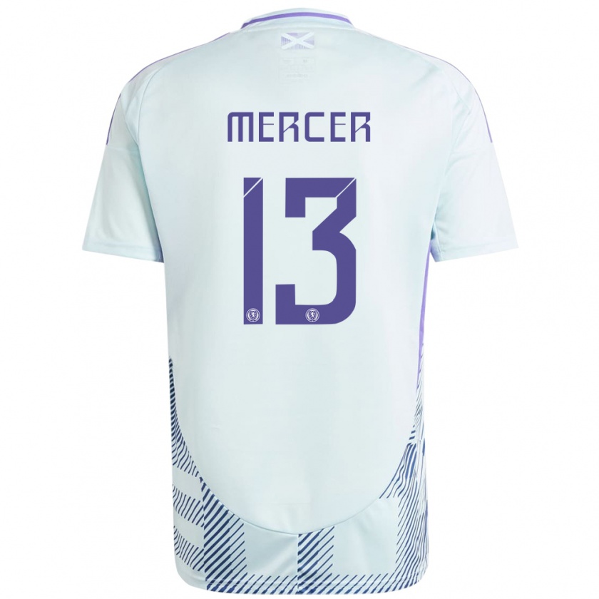 Kandiny Férfi Skócia Jamie Mercer #13 Világos Menta Kék Idegenbeli Jersey 24-26 Mez Póló Ing