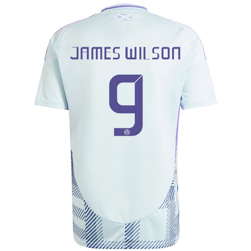 Kandiny Férfi Skócia James Wilson #9 Világos Menta Kék Idegenbeli Jersey 24-26 Mez Póló Ing