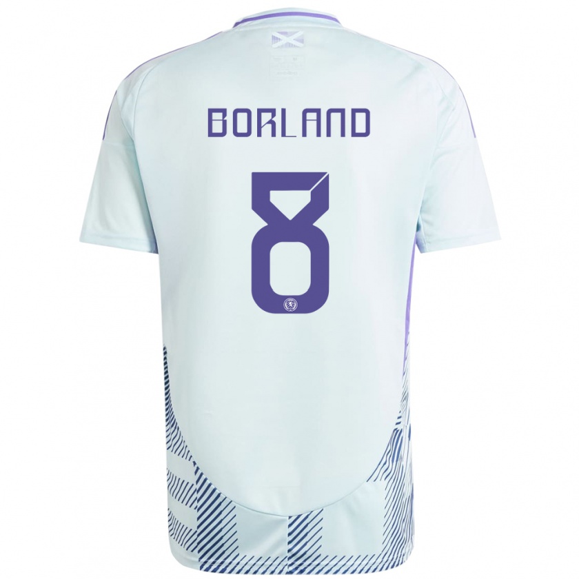 Kandiny Férfi Skócia Aidan Borland #8 Világos Menta Kék Idegenbeli Jersey 24-26 Mez Póló Ing