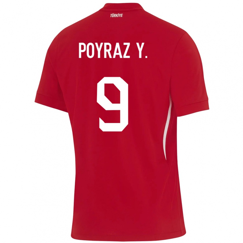 Kandiny Férfi Törökország Poyraz Yıldırım #9 Piros Idegenbeli Jersey 24-26 Mez Póló Ing