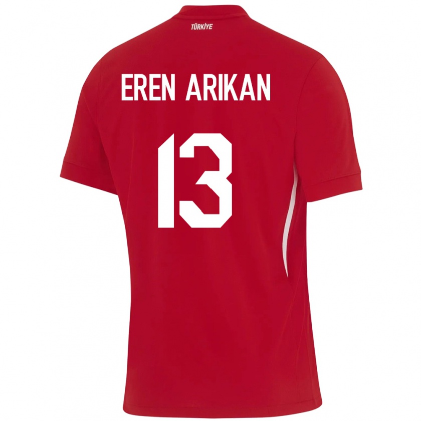 Kandiny Férfi Törökország Muhammed Eren Arıkan #13 Piros Idegenbeli Jersey 24-26 Mez Póló Ing