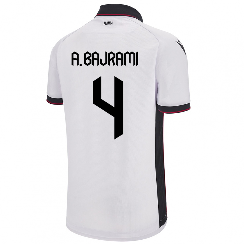 Kandiny Férfi Albania Adrian Bajrami #4 Fehér Idegenbeli Jersey 24-26 Mez Póló Ing