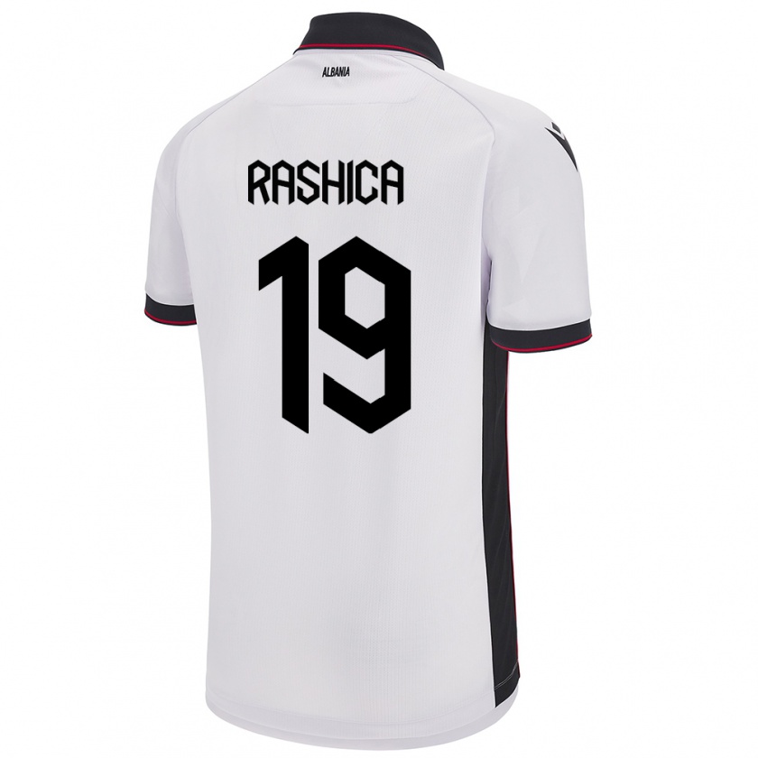 Kandiny Férfi Albania Ermir Rashica #19 Fehér Idegenbeli Jersey 24-26 Mez Póló Ing