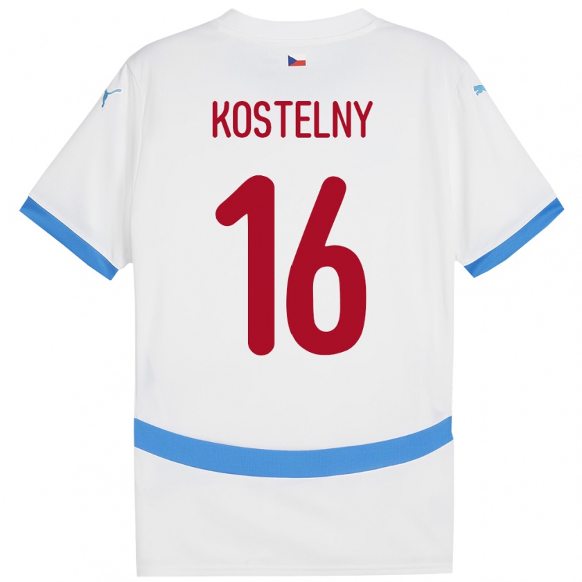 Kandiny Férfi Csehország Krystof Kostelny #16 Fehér Idegenbeli Jersey 24-26 Mez Póló Ing