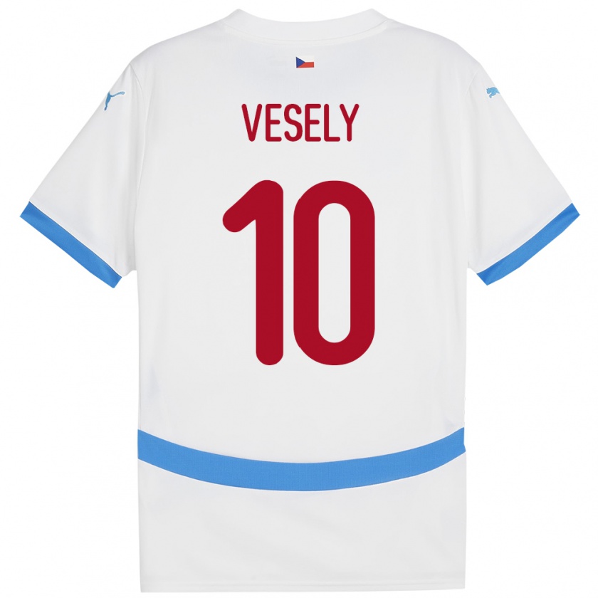 Kandiny Férfi Csehország David Vesely #10 Fehér Idegenbeli Jersey 24-26 Mez Póló Ing