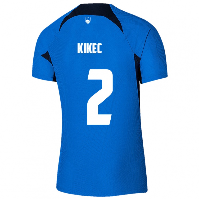 Kandiny Férfi Szlovénia Timon Kikec #2 Kék Idegenbeli Jersey 24-26 Mez Póló Ing