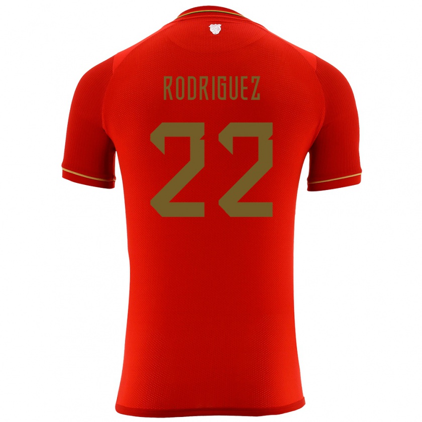 Kandiny Férfi Bolívia Carlitos Rodriguez #22 Piros Idegenbeli Jersey 24-26 Mez Póló Ing