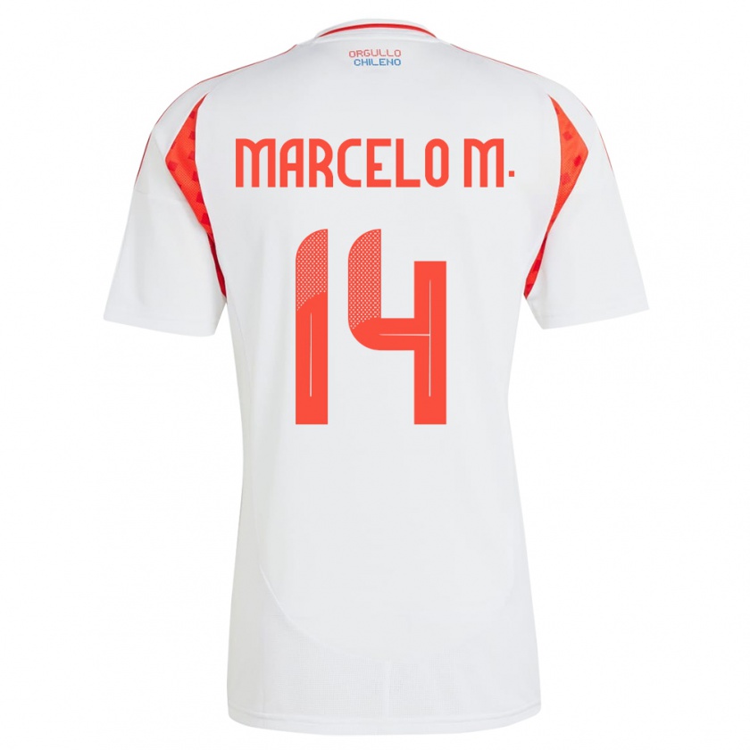 Kandiny Férfi Chile Marcelo Morales #14 Fehér Idegenbeli Jersey 24-26 Mez Póló Ing