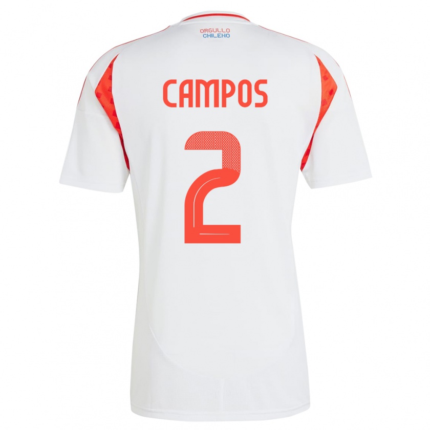 Kandiny Férfi Chile Víctor Campos #2 Fehér Idegenbeli Jersey 24-26 Mez Póló Ing