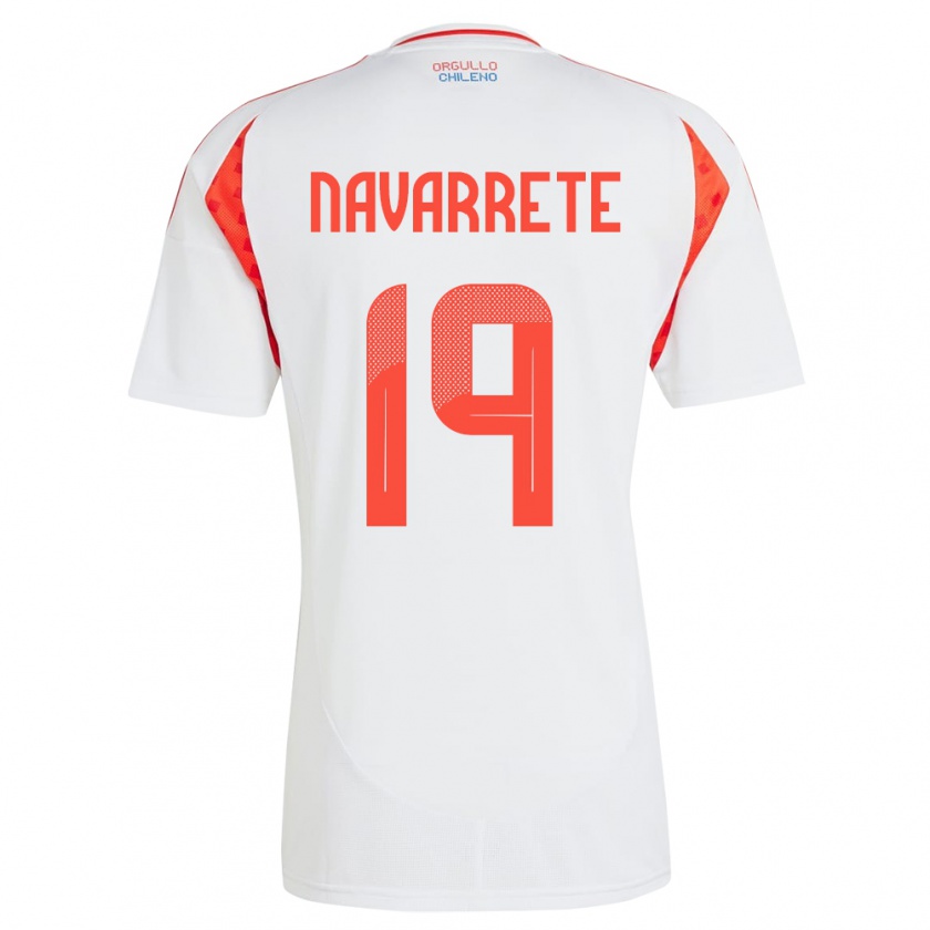 Kandiny Férfi Chile Valentina Navarrete #19 Fehér Idegenbeli Jersey 24-26 Mez Póló Ing