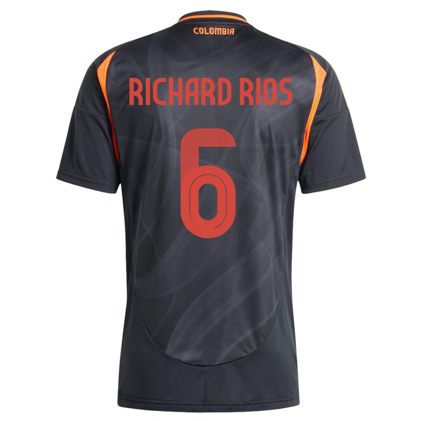 Kandiny Férfi Kolumbia Richard Ríos #6 Fekete Idegenbeli Jersey 24-26 Mez Póló Ing