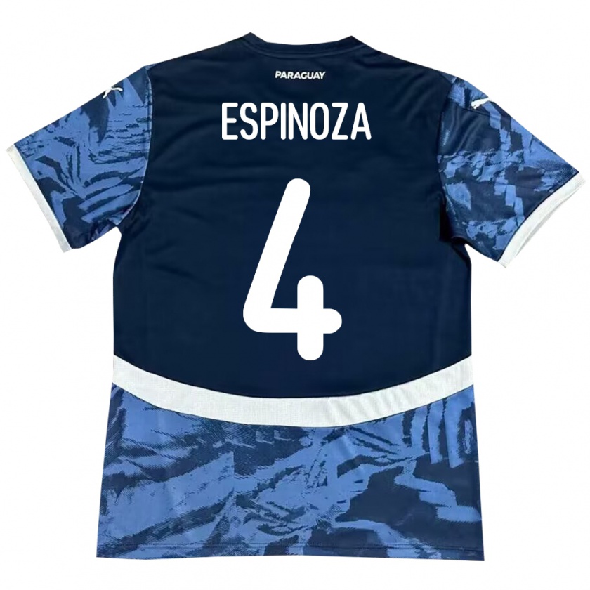 Kandiny Férfi Paraguay Matías Espinoza #4 Kék Idegenbeli Jersey 24-26 Mez Póló Ing