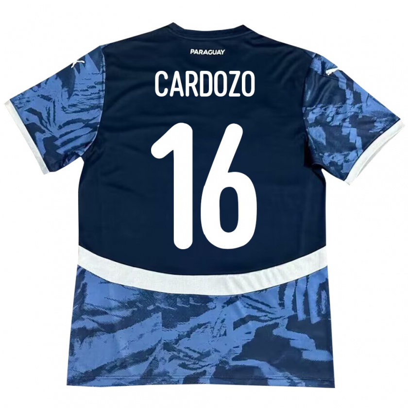 Kandiny Férfi Paraguay Juan Cardozo #16 Kék Idegenbeli Jersey 24-26 Mez Póló Ing