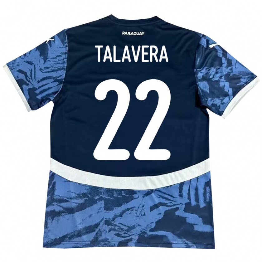 Kandiny Férfi Paraguay Javier Talavera #22 Kék Idegenbeli Jersey 24-26 Mez Póló Ing