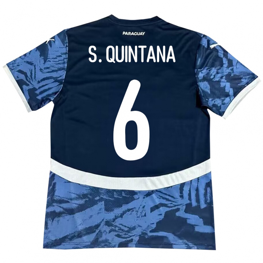 Kandiny Férfi Paraguay Sebastián Quintana #6 Kék Idegenbeli Jersey 24-26 Mez Póló Ing