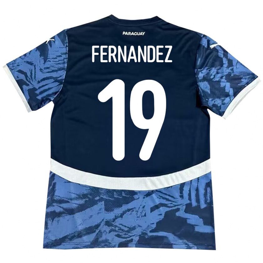 Kandiny Férfi Paraguay Rebeca Fernández #19 Kék Idegenbeli Jersey 24-26 Mez Póló Ing