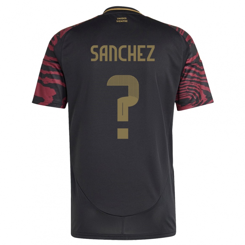 Kandiny Férfi Peru Sebastián Sánchez #0 Fekete Idegenbeli Jersey 24-26 Mez Póló Ing