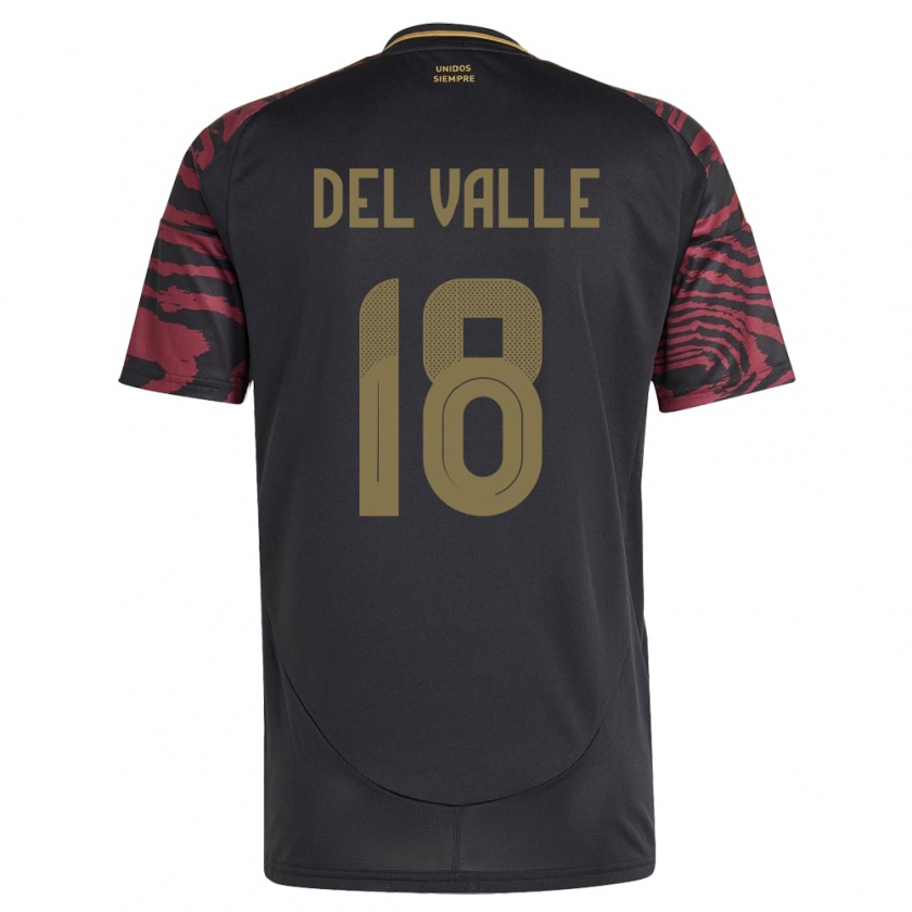 Kandiny Férfi Peru Yamir Del Valle #18 Fekete Idegenbeli Jersey 24-26 Mez Póló Ing