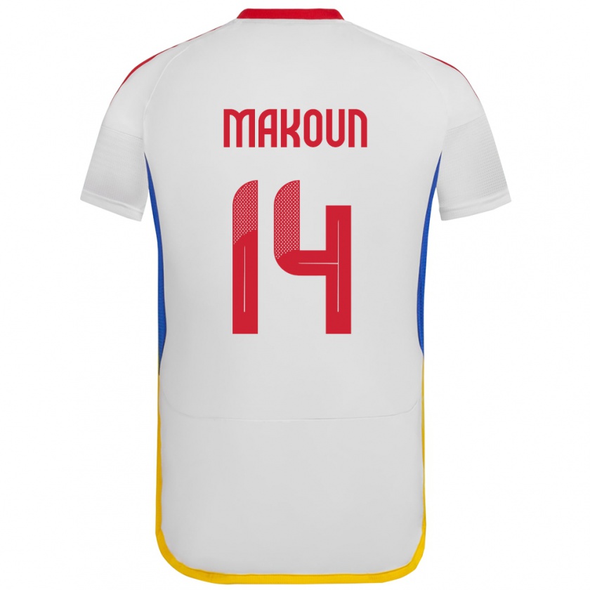 Kandiny Férfi Venezuela Christian Makoun #14 Fehér Idegenbeli Jersey 24-26 Mez Póló Ing