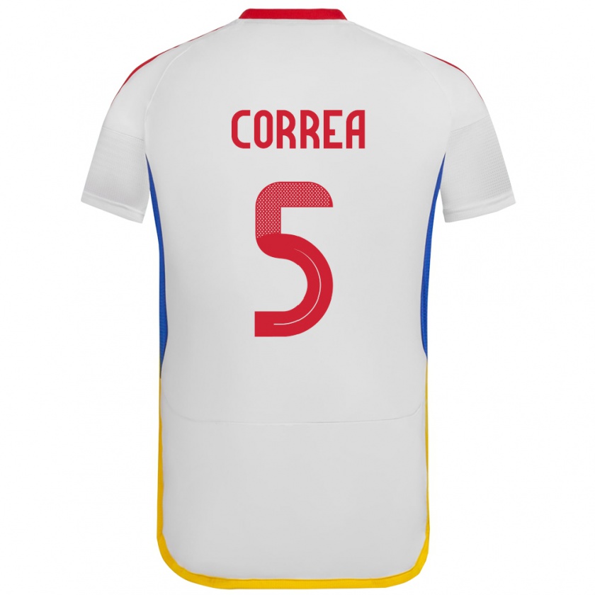 Kandiny Férfi Venezuela José Correa #5 Fehér Idegenbeli Jersey 24-26 Mez Póló Ing