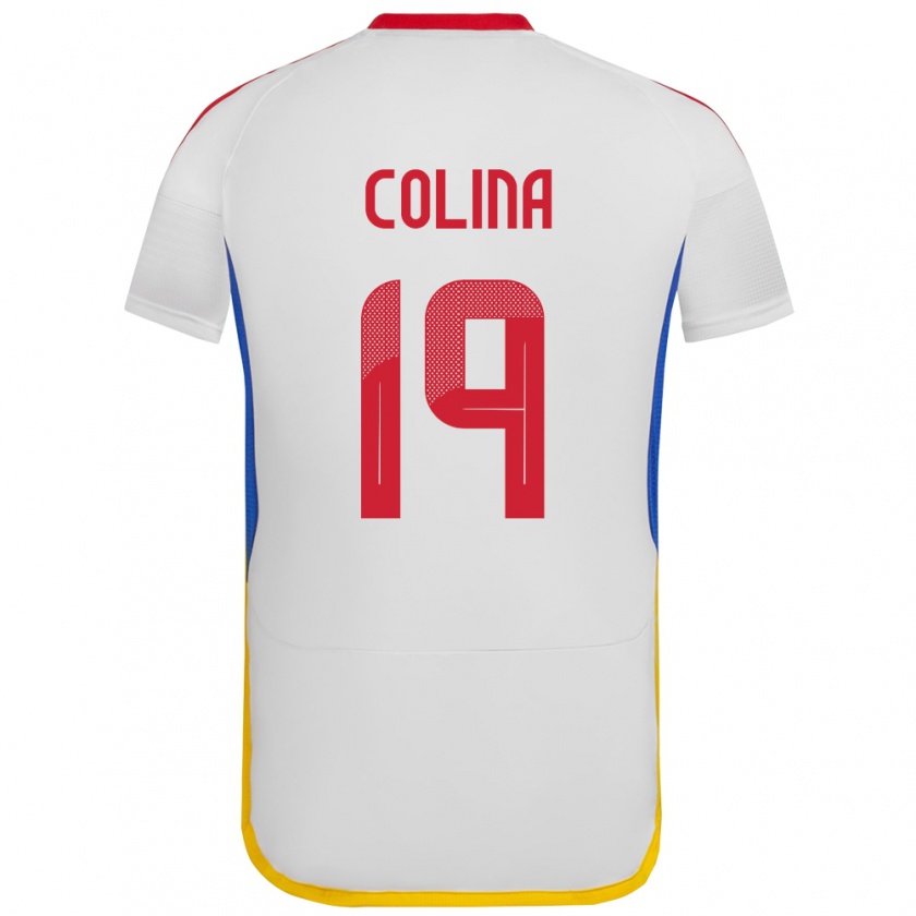 Kandiny Férfi Venezuela Junior Colina #19 Fehér Idegenbeli Jersey 24-26 Mez Póló Ing