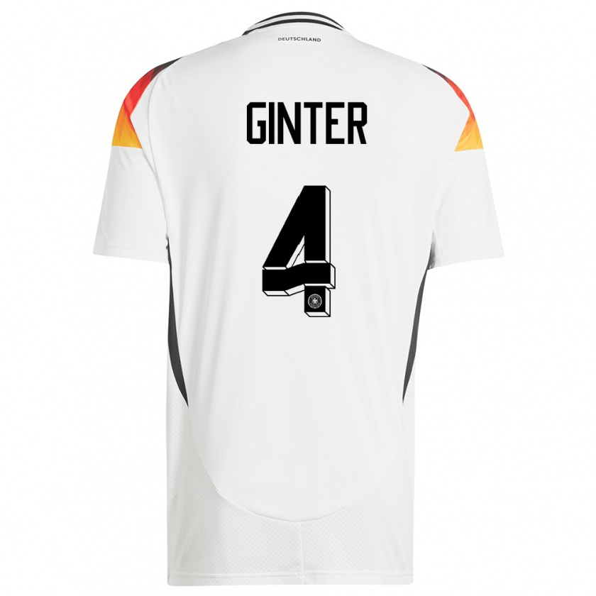 Kandiny Női Németország Matthias Ginter #4 Fehér Hazai Jersey 24-26 Mez Póló Ing