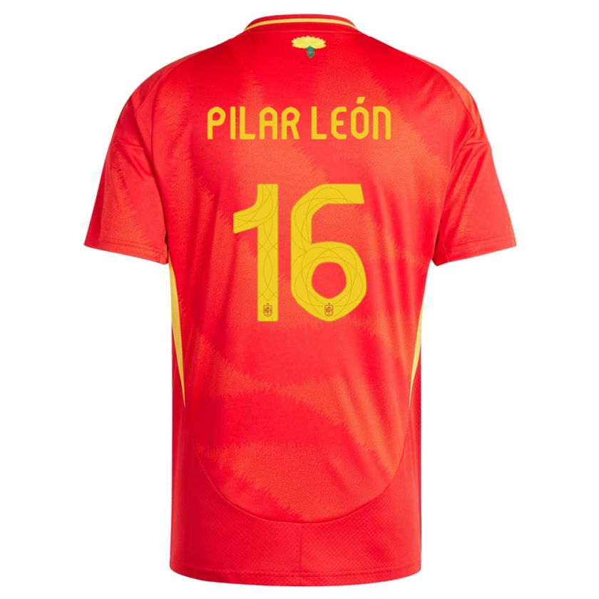 Kandiny Női Spanyolország Maria Pilar Leon #16 Piros Hazai Jersey 24-26 Mez Póló Ing