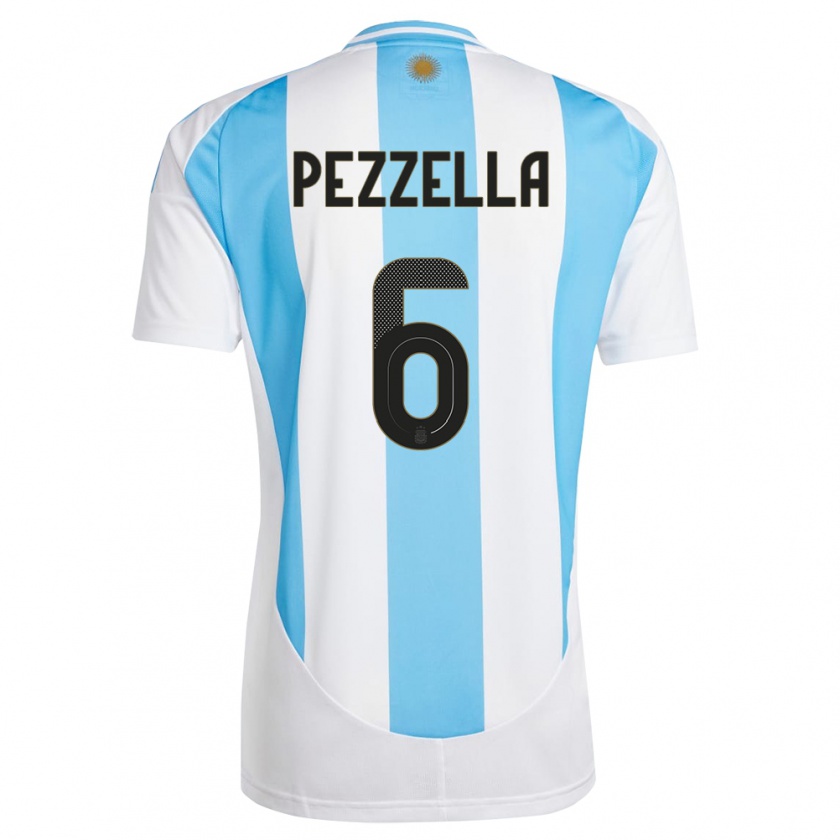 Kandiny Női Argentína German Pezzella #6 Fehér Kék Hazai Jersey 24-26 Mez Póló Ing