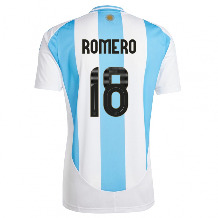 Kandiny Női Argentína Luka Romero #18 Fehér Kék Hazai Jersey 24-26 Mez Póló Ing