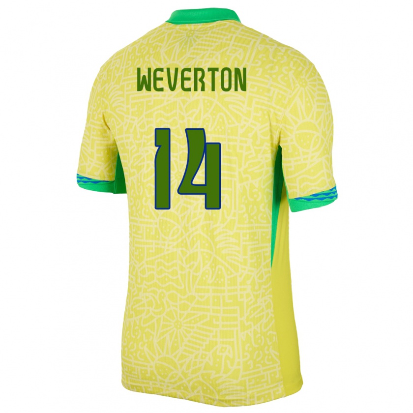 Kandiny Női Brazília Weverton #14 Sárga Hazai Jersey 24-26 Mez Póló Ing