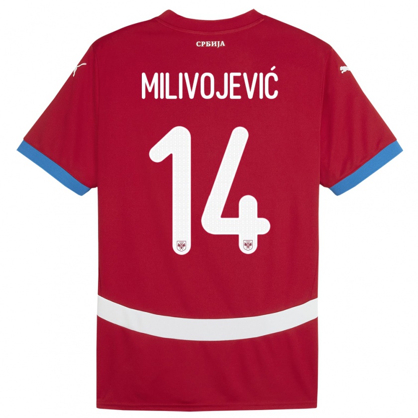 Kandiny Női Szerbia Vesna Milivojevic #14 Piros Hazai Jersey 24-26 Mez Póló Ing