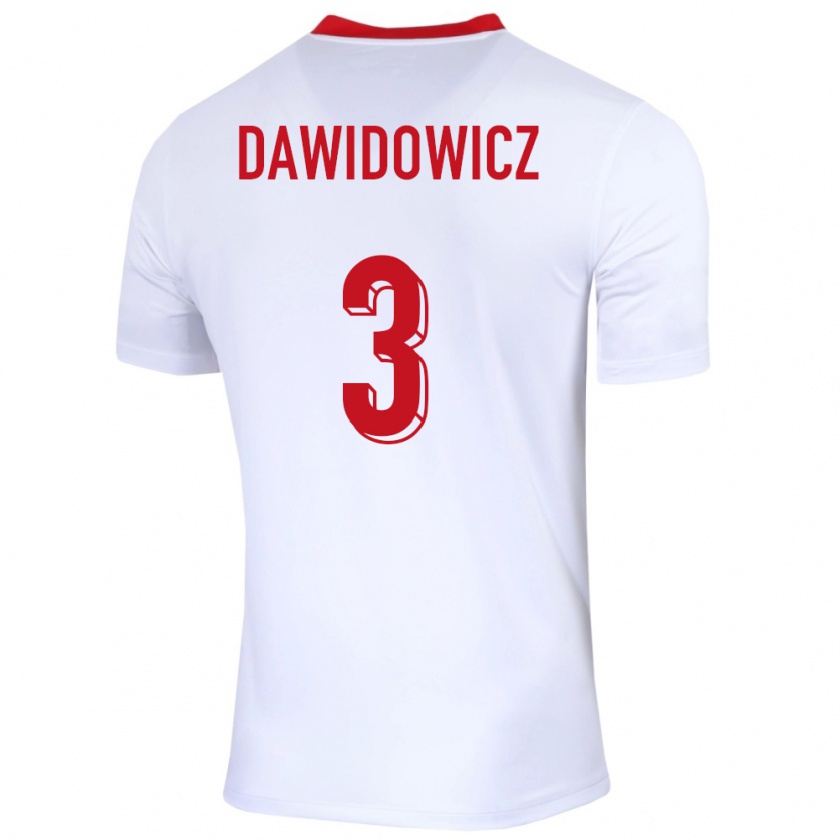 Kandiny Női Lengyelország Pawel Dawidowicz #3 Fehér Hazai Jersey 24-26 Mez Póló Ing