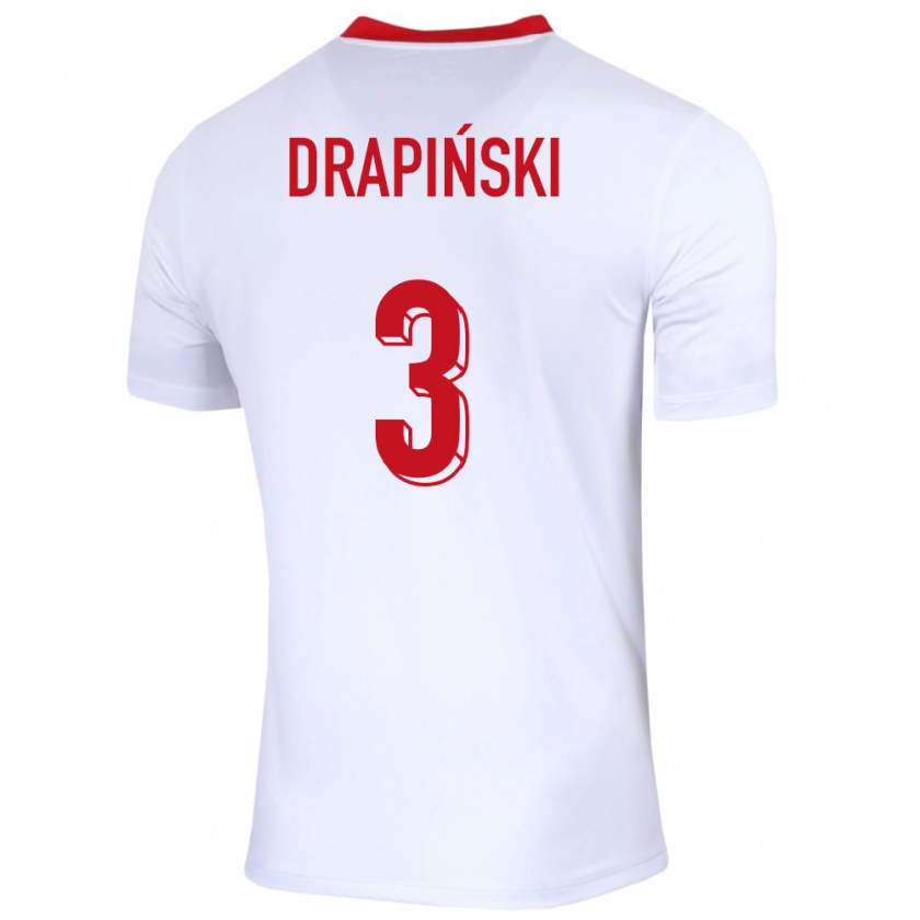 Kandiny Női Lengyelország Igor Drapinski #3 Fehér Hazai Jersey 24-26 Mez Póló Ing