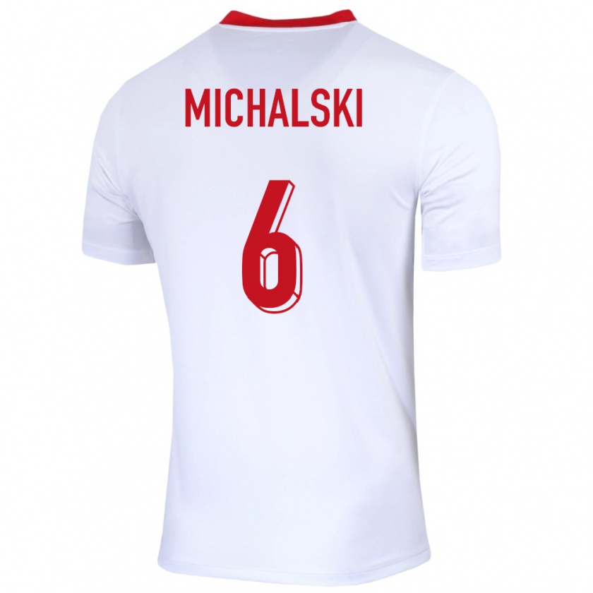 Kandiny Női Lengyelország Szymon Michalski #6 Fehér Hazai Jersey 24-26 Mez Póló Ing