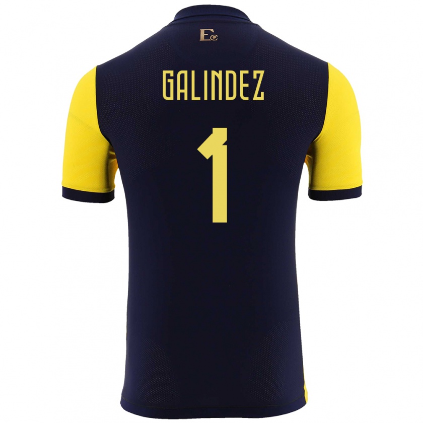 Kandiny Női Ecuador Hernan Galindez #1 Sárga Hazai Jersey 24-26 Mez Póló Ing