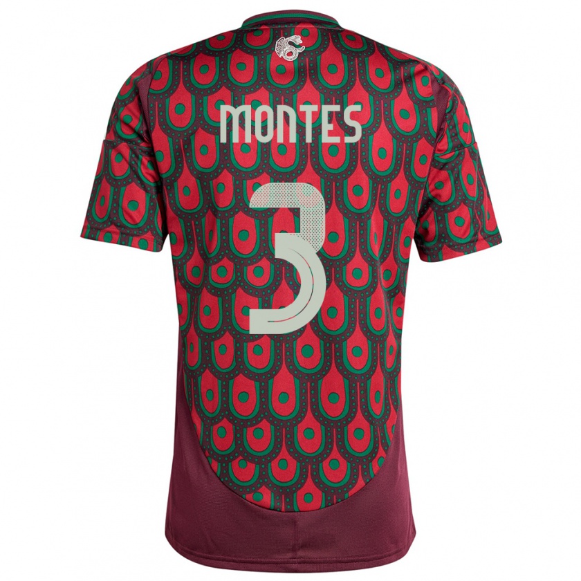 Kandiny Női Mexikó Cesar Montes #3 Gesztenyebarna Hazai Jersey 24-26 Mez Póló Ing