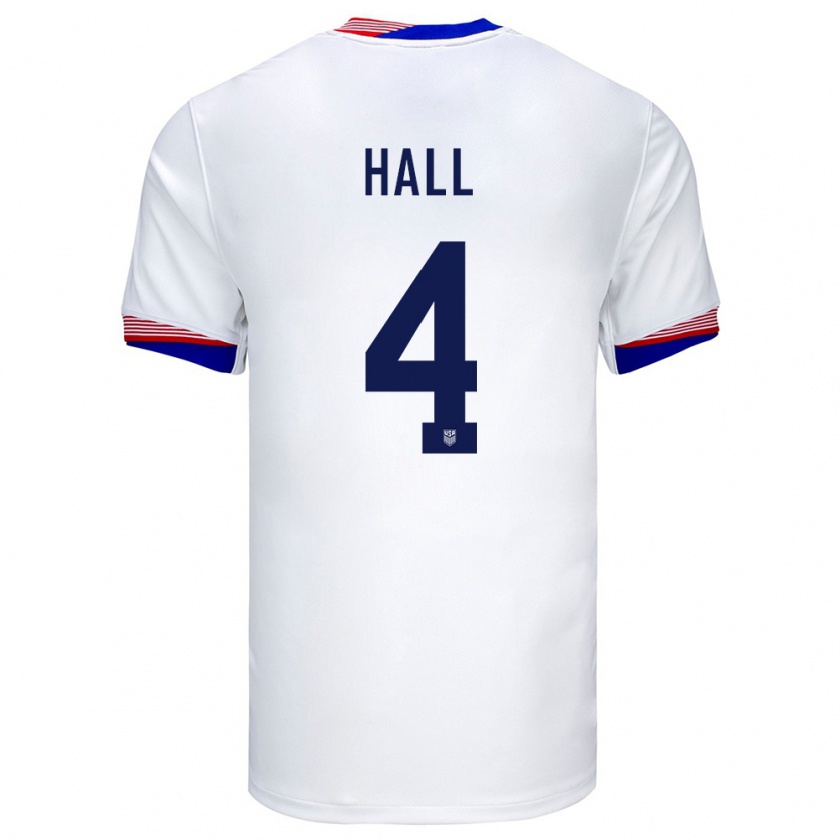 Kandiny Női Egyesült Államok Tyler Hall #4 Fehér Hazai Jersey 24-26 Mez Póló Ing