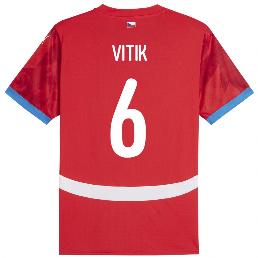 Kandiny Női Csehország Martin Vitík #6 Piros Hazai Jersey 24-26 Mez Póló Ing