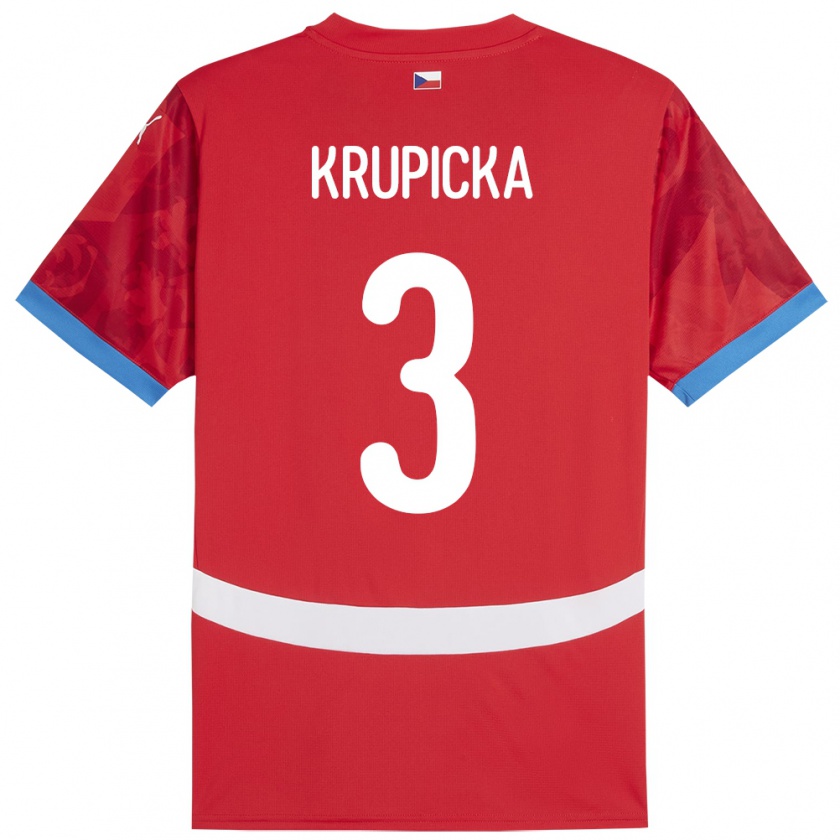 Kandiny Női Csehország David Krupicka #3 Piros Hazai Jersey 24-26 Mez Póló Ing