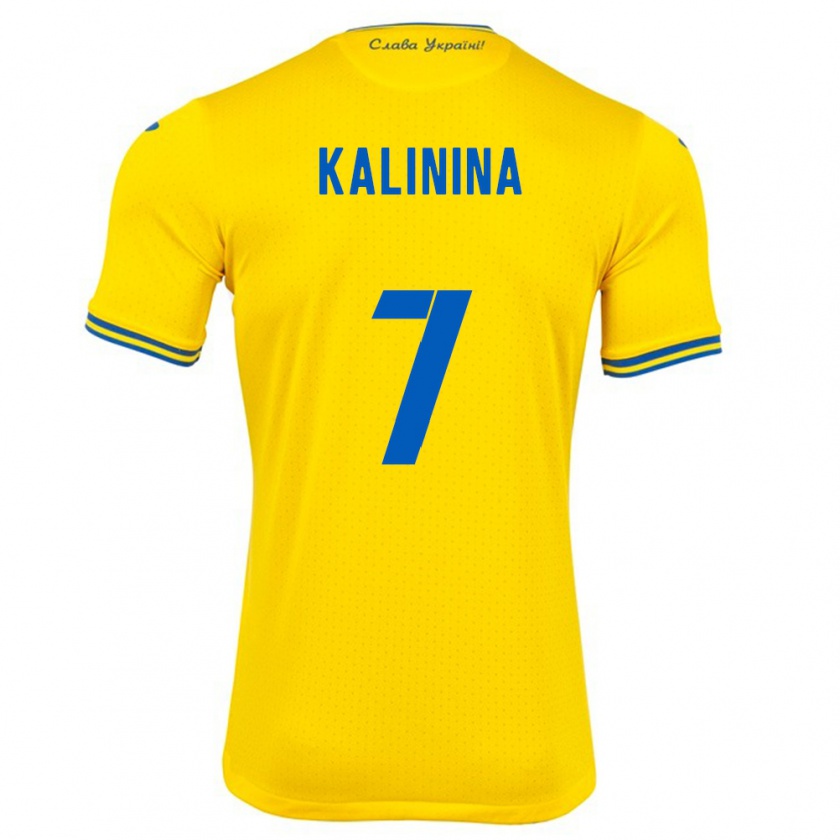 Kandiny Női Ukrajna Yana Kalinina #7 Sárga Hazai Jersey 24-26 Mez Póló Ing