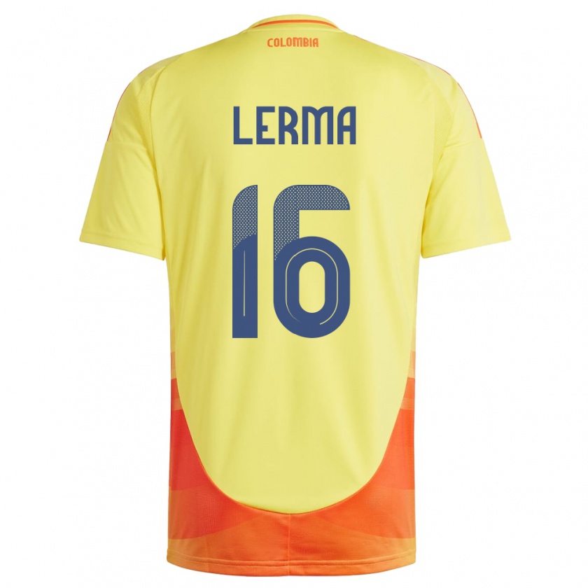 Kandiny Női Kolumbia Jefferson Lerma #16 Sárga Hazai Jersey 24-26 Mez Póló Ing